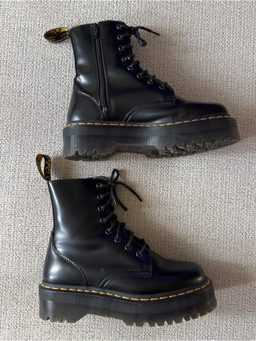 Black Leather Platform Lace-Up Dr Martens Boots